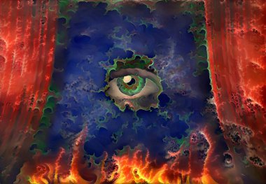 Gözler soyut sahnede. 3B görüntüleme