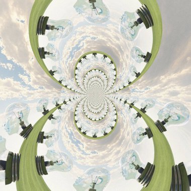 İnsan kafası şeklinde ampuller. 3B görüntüleme