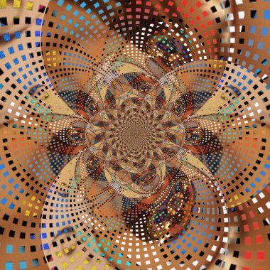 Bej renkli soyut fraktal. 3B görüntüleme