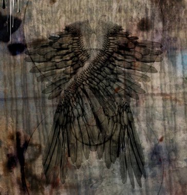 Modern karanlık sanat. Melek Kanatları. 3B görüntüleme