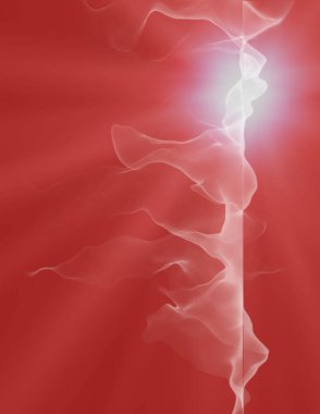 Kırmızı arka planda duman. Yaratıcı grafik tasarımı için sanat eseri. 3B görüntüleme