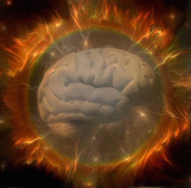 İnsan beyni soyut. 3B görüntüleme