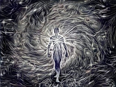 Ruh 'u. Soyut sanat. 3B görüntüleme