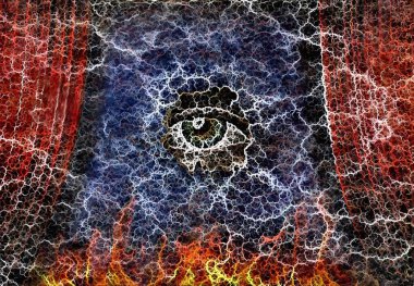 Gözler soyut sahnede. 3B görüntüleme