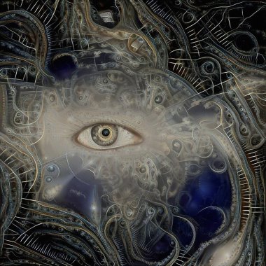 İnsan gözü. Soyut resim. 3B görüntüleme