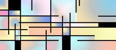 Mondrian 'ın esinlendiği renkli geometrik arka plan. 3B görüntüleme