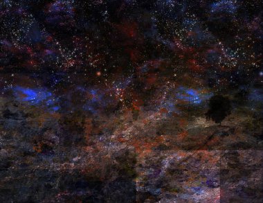 Yıldızlı Gece Kırsal Arazi. 3B görüntüleme