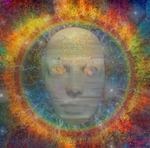 Mystic mask. Abstract painting. 3D rendering