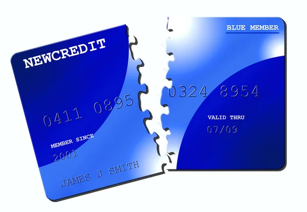 Credit Card Cut Half Rendering — Stock Photo, Image