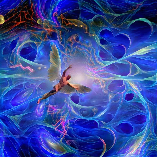 Abstract Painting Angels Surreal Space — Stock Photo, Image