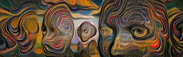 Colorful Abstract Faces Rendering — Stock Photo, Image