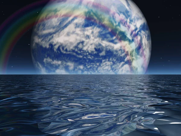 Oceano Pianeta Extrasolare Rendering — Foto Stock