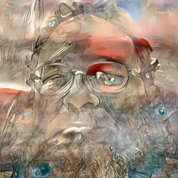抽象画 一个留着胡子肖像的男人3D渲染 — 图库照片