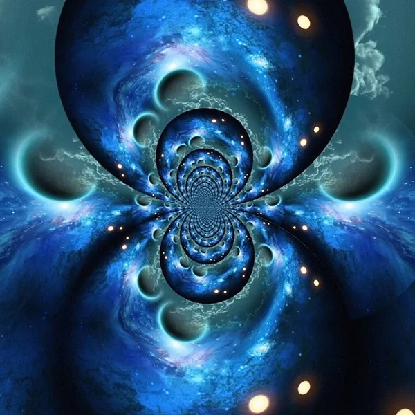 Planetarium Planets Blue Space Geometric Fractal Rendering — Stock Photo, Image