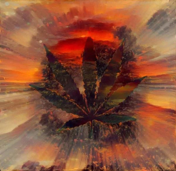 Marihuana Leaf Abstract Painting — Stock Photo, Image