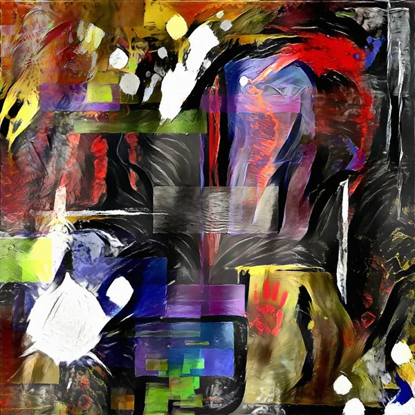 Kleurrijk Abstract Schilderen Moderne Digitale Kunst Weergave — Stockfoto