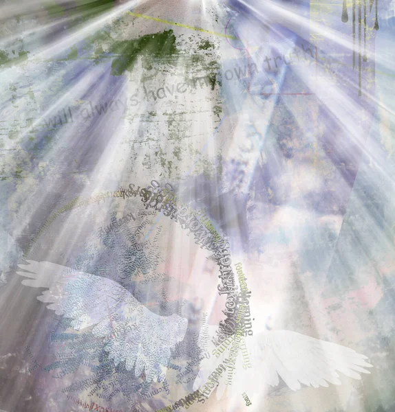 Modern Spiritueel Abstract Donkere Grunge Achtergrond Met Engelen Vleugels Mijn — Stockfoto