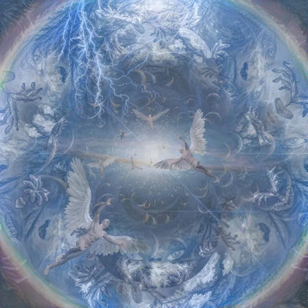 Абстрактная Живопись Ангелы Сюрреалистическом Пространстве — стоковое фото