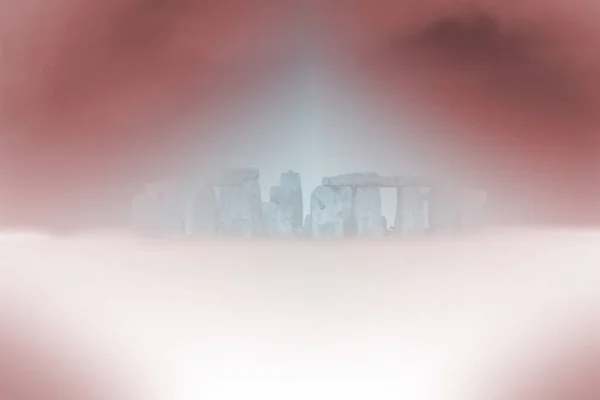 Paisagem Surreal Stonehenge Nevoeiro Renderização — Fotografia de Stock