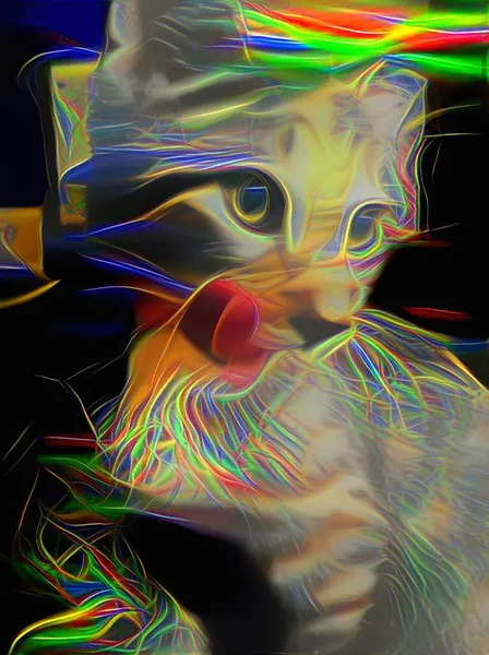 Цифровая Картина Симпатичный Котенок Рендеринг — стоковое фото