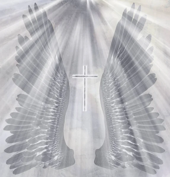 天使の翼と光 3Dレンダリング — ストック写真