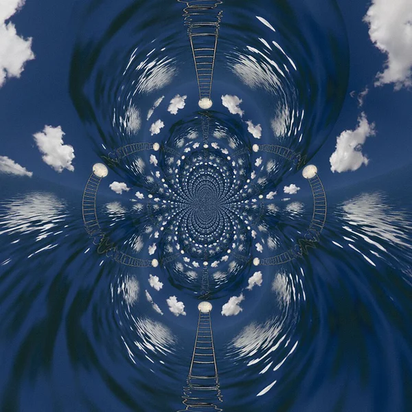 Mirrored Fractal Water Ladder Rendering — Stock Photo, Image