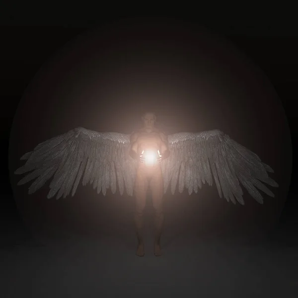 Engelhaftes Wesen Hält Göttliches Licht Rendering — Stockfoto
