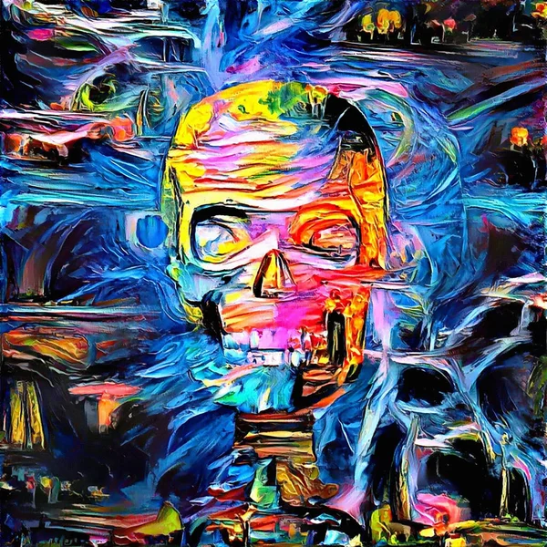 Human Skull Painting Rendering — Stock Photo, Image