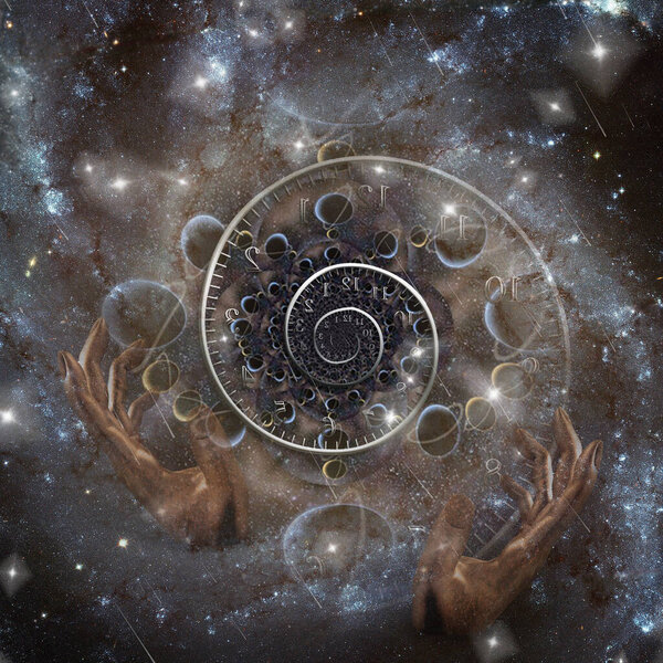Time spiral in space. 3D rendering