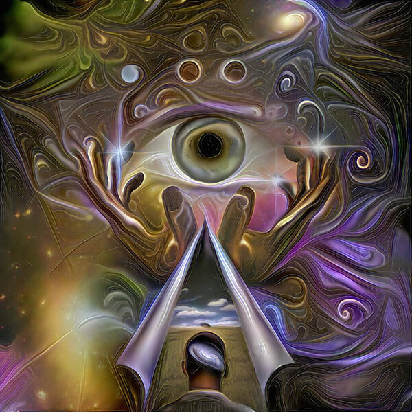 Before the eye of God. 3D rendering