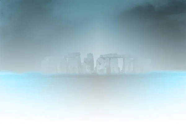 Сюрреалістичний Краєвид Стоунхендж Тумані Візуалізація — стокове фото