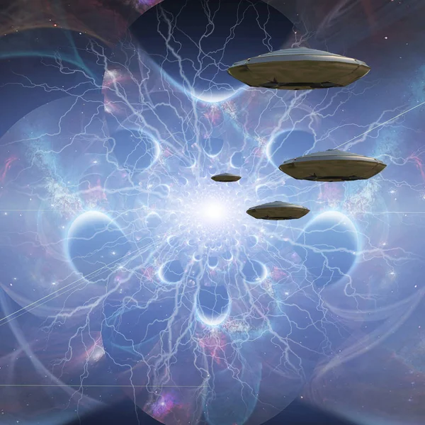 Flying Saucers Space Portal — Stock Photo, Image