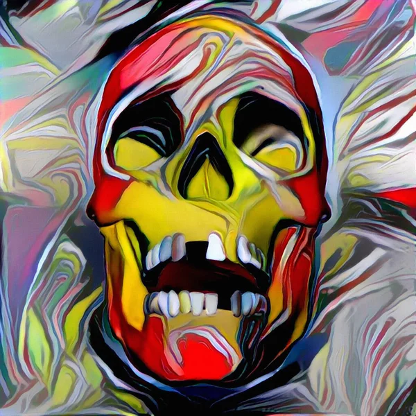 Human Skull Painting Rendering — Stock Photo, Image