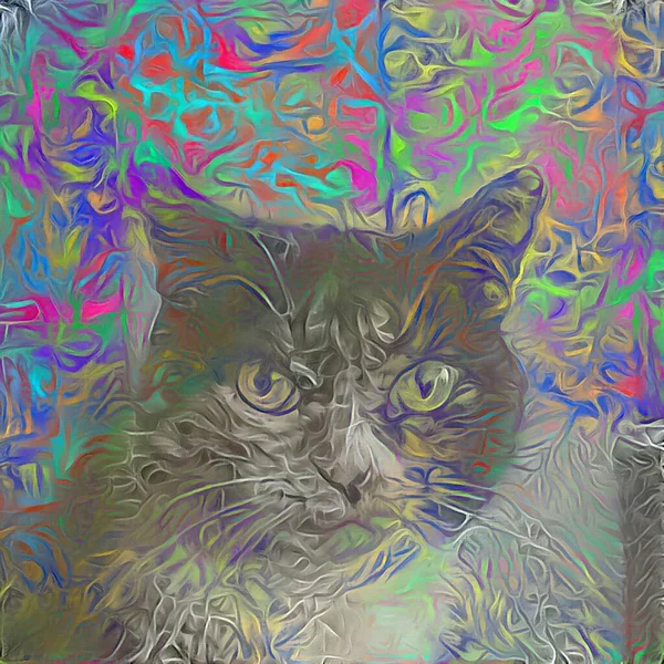 Pintura Digital Lindo Gatito Renderizado —  Fotos de Stock