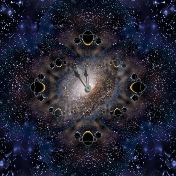 Planetary Fractal Clock Hands Rendering — Stock Photo, Image