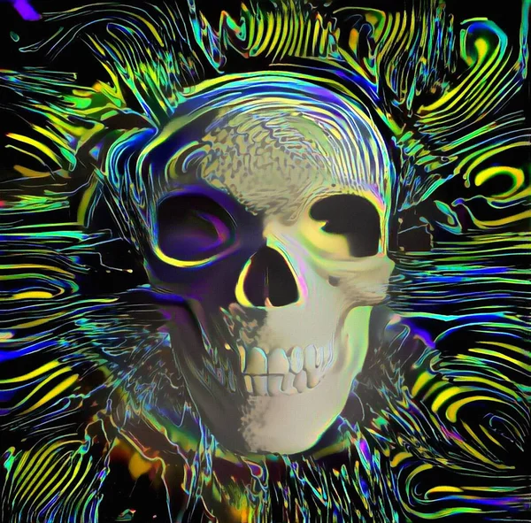 Dark Art Human Skull Rendering — Stock Photo, Image