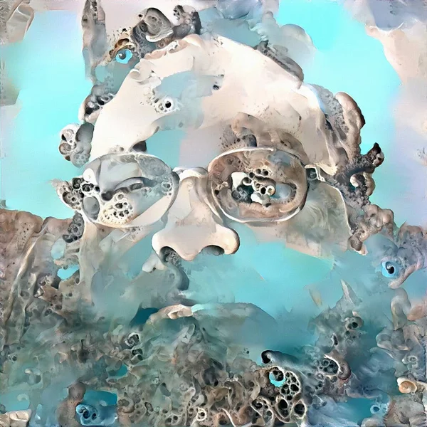 Abstract Painting Knowledge Man Face Glasses Rendering — Stock Photo, Image
