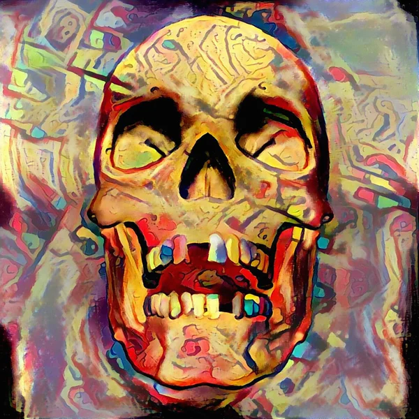 Pintura Cráneo Humano Renderizado — Foto de Stock