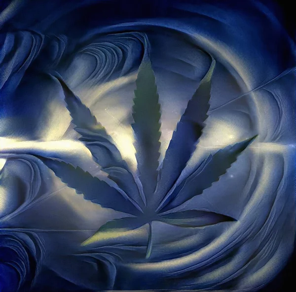 Marihuana Blad Abstracte Schilderij — Stockfoto