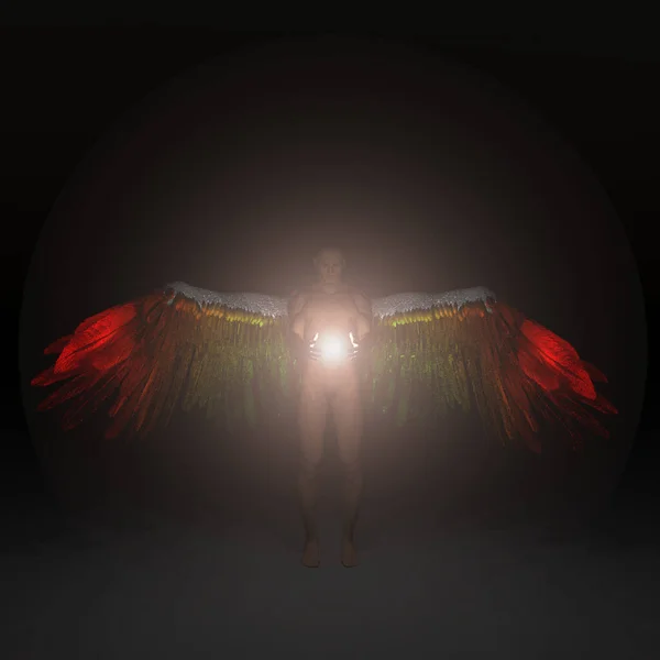 Angel Being Holds Divine Light Rendering — Stock Photo, Image