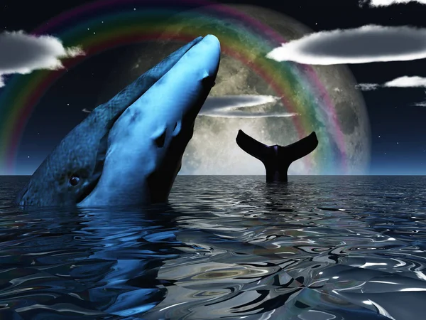 Whale Surreal Ocean Rendering — Stock Photo, Image