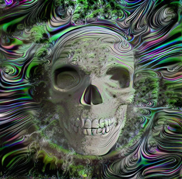 Arte Oscuro Calavera Humana Renderizado — Foto de Stock