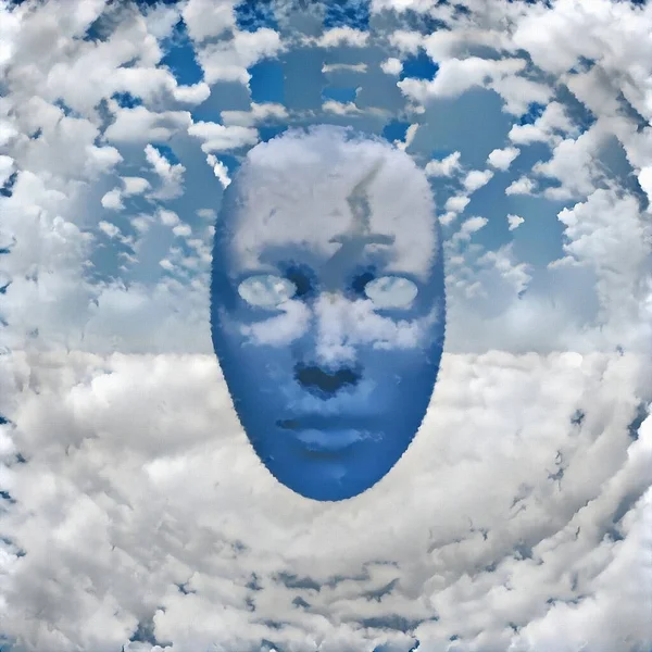 Mystic Face Clouds Rendering — Stock Photo, Image