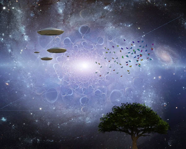 Flying Saucers Tree Life — Stock Photo, Image