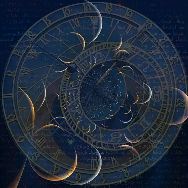 Collage Orologio Zodiacale Rendering — Foto Stock