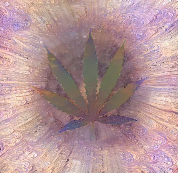 Marihuana Blad Abstracte Schilderij — Stockfoto