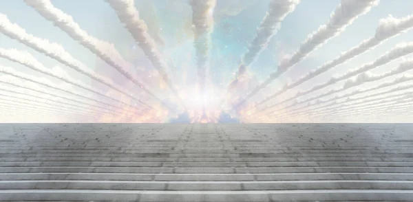 Surreal Clouds Lines Steps — Stock Photo, Image