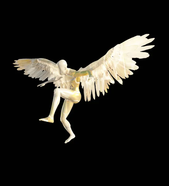 Angel being holds divine light. 3D rendering