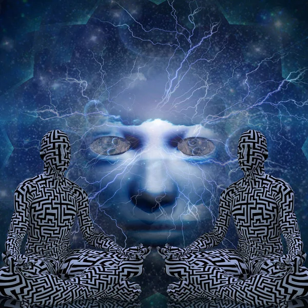 Сила Медитації Людина Позі Лотоса Візуалізація — стокове фото