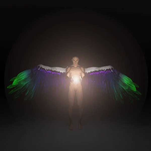 天使は神の光を持っている 3Dレンダリング — ストック写真